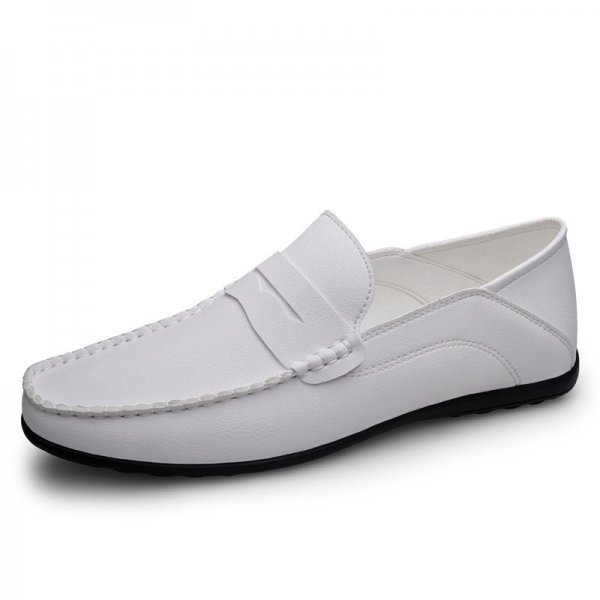 Men's Casual Leather Shoes Large Size Trendy Fashion Soft Bean Shoes Low Top Men's Shoes