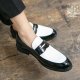 Black and white colorblocking leather shoes men's shoes a foot stirrup Lefebvre shoes trend business shoes