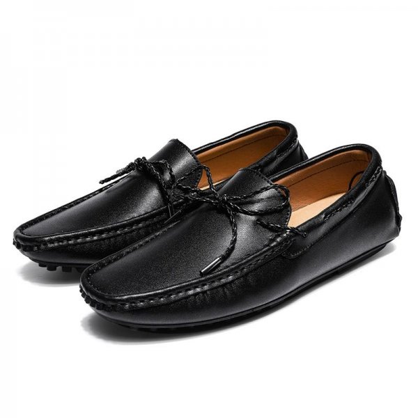 Men's Fashion Preparation Bow Tie Casual Slippers Soybean Shoes Crossbody Large Size Men's Leather Shoes