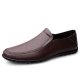 Men's Leather Shoes Large Size Single Shoes Casual Loafers Lightweight Comfortable Bean Shoes