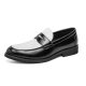 Black and white colorblocking leather shoes men's shoes a foot stirrup Lefebvre shoes trend business shoes